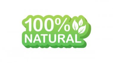 Yeşil 100 modern tarzda doğal. Vejetaryen sağlıklı yiyecekler. Doğa, ekoloji. Hareket grafikleri.