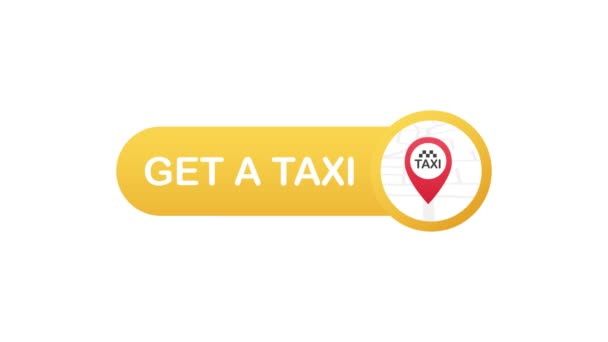 Skaffa en taxi. Taxibanderoll. Online mobil applikation beställa taxitjänst horisontellt illustration. Rörlig grafik. — Stockvideo