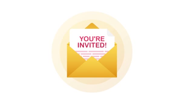 You re invited Badge icon. Written Inside An Envelope Letter. Motion graphics. — Stock Video