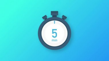 5 dakika, kronometre simgesi. Stopwatch simgesi düz stil. Hareket grafikleri.