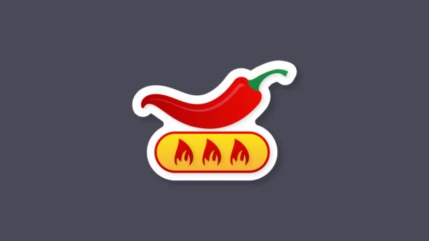 Hot red pepper strength scale indicator with mild, medium, hot and hell positions. Motion graphics. — Stock Video