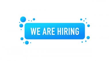 Eleman arıyoruz. Mavi arka planda beyaz metin. Hareket grafikleri.