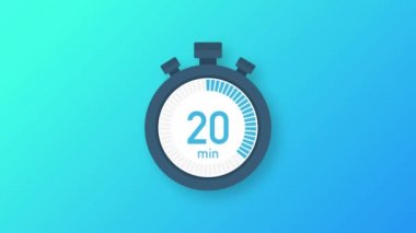 20 dakika, kronometre simgesi. Stopwatch simgesi düz stil. Hareket grafikleri.