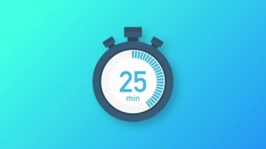 25 dakika, kronometre simgesi. Stopwatch simgesi düz stil. Hareket grafikleri.