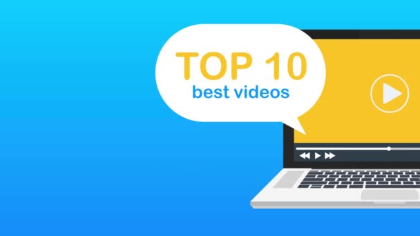Top 10. Mejor etiqueta de banner de video simple. Haga clic en la tasa, la competencia del concepto de fabricante de medios. Gráficos en movimiento. — Vídeo de stock