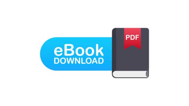 Descargar libro. E-book marketing, marketing de contenidos, descarga de libros electrónicos. Gráficos en movimiento. — Vídeo de stock