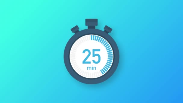 The 25 minutes, stopwatch icon. Stopwatch icon in flat style. Motion graphics. — Stock Video