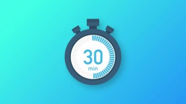 30 dakika, kronometre simgesi. Stopwatch simgesi düz stil. Hareket grafikleri.