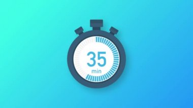 35 dakika, kronometre simgesi. Stopwatch simgesi düz stil. Hareket grafikleri.