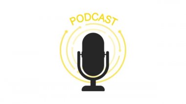 Podcast. Rozet, simge, pul, logo. Hareket grafikleri.