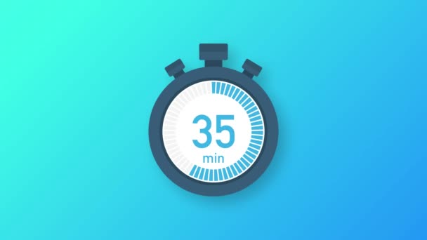 De 35 minuten, stopwatch icoon. Stopwatch icoon in platte stijl. Bewegingsgrafiek. — Stockvideo