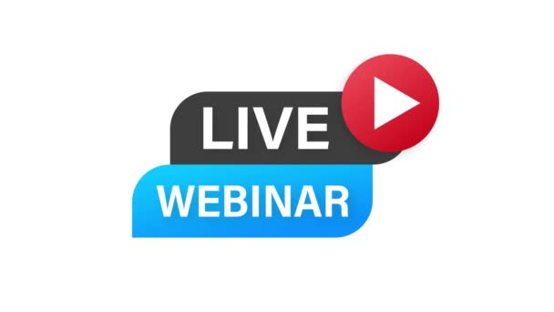 Botão Webinar ao vivo, ícone. Gráficos de movimento. — Vídeo de Stock