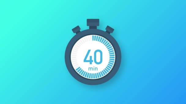 Los 40 minutos, el icono del cronómetro. Icono de cronómetro en estilo plano. Gráficos en movimiento. — Vídeos de Stock