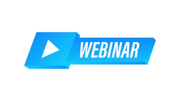 Ζωντανό Webinar Button, εικονίδιο, έμβλημα ετικέτας. Γραφικά κίνησης. — Αρχείο Βίντεο