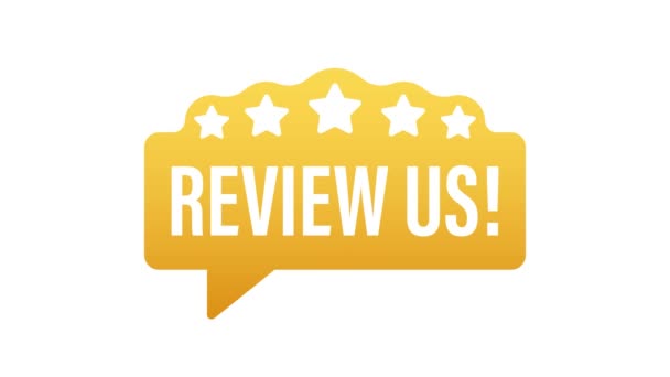 Review us. User rating concept. Review and rate us stars. Business concept. Motion graphics. — Stock Video