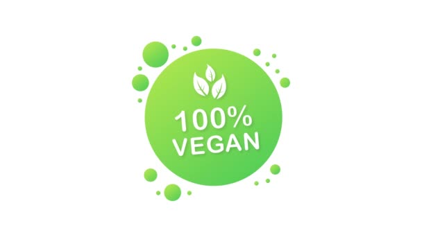 100 veganských ikon. Zelený veganský přátelský symbol. stock ilustrace. — Stock video