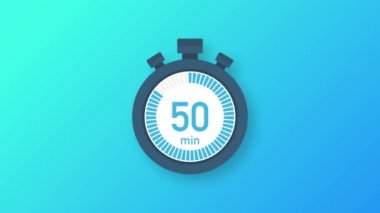 50 dakika, kronometre simgesi. Stopwatch simgesi düz stil. Hareket grafikleri.