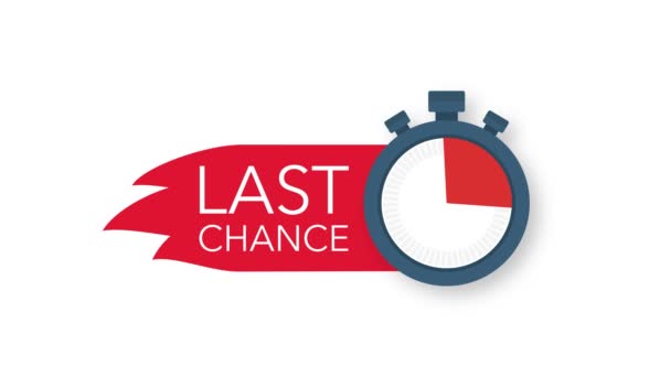 Letzte Chance und Last-Minute-Angebot mit Uhrenschildern. Bewegungsgrafik. — Stockvideo