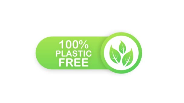 Plástico insignia icono verde libre. Marca química libre de plástico Bpa. Gráficos en movimiento. — Vídeo de stock