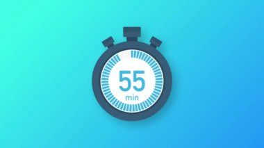 55 dakika, kronometre simgesi. Stopwatch simgesi düz stil. Hareket grafikleri.