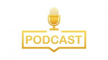 En iyi podcast. Rozet, simge, pul logosu. Hareket grafikleri.