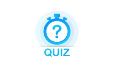 Konuşma baloncuğu sembollü test logosu, anket şovu şarkı konsepti, sınav tuşu, soru yarışması. Hareket grafikleri.