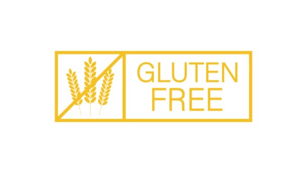 Libre de gluten. Etiquetas de alimentos saludables con letras. Gráficos en movimiento. — Vídeos de Stock