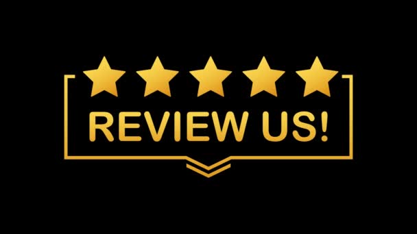 Review us. User rating concept. Review and rate us stars. Business concept. Motion graphics. — Stock Video