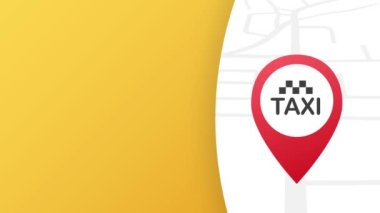 Taksiye bin. Taksi afişi. Çevrimiçi mobil uygulama siparişi taksi servisi yatay resimleme. Hareket grafikleri.