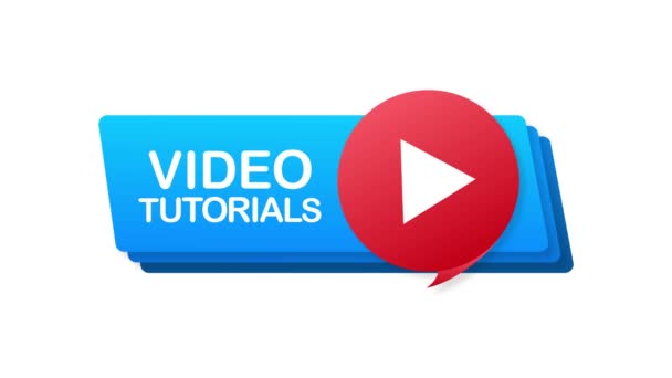 Video tutorials Knop, pictogram, embleem label. Bewegingsgrafiek. — Stockvideo