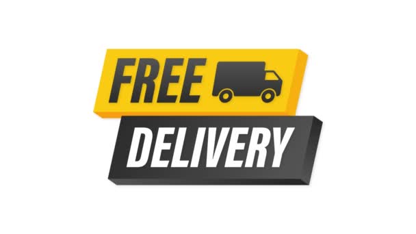 Free delivery. Badge with truck. Motion graphics. — Stock Video