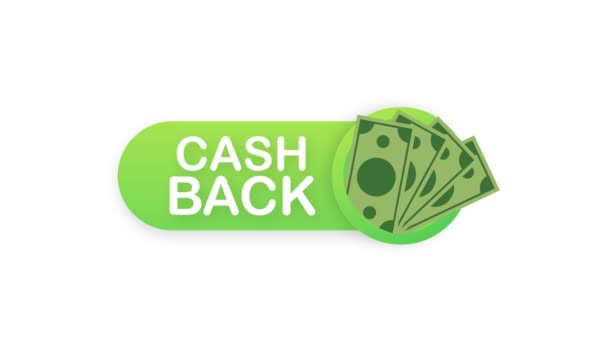 Icône de cash back isolé sur fond blanc. Remise en argent ou étiquette de remboursement. Graphiques de mouvement. — Video