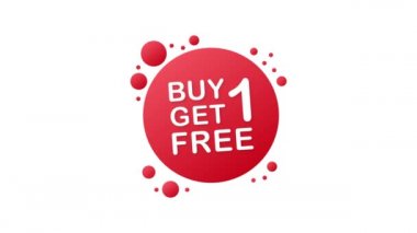 Bir alana bir bedava, indirim etiketi, afiş tasarım şablonu. Hareket grafikleri.