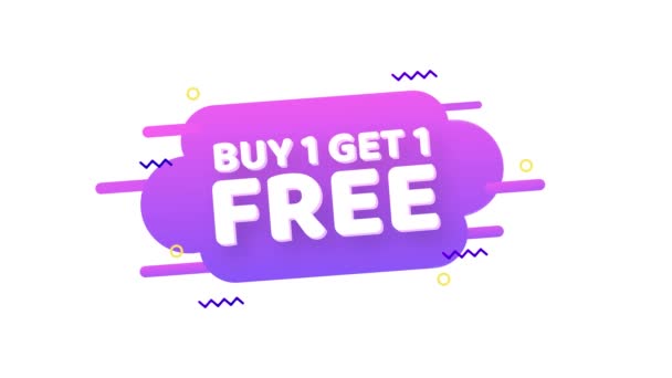 Kaufen 1 Get 1 Free, Verkauf Tag, Banner-Design-Vorlage. Bewegungsgrafik. — Stockvideo