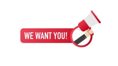 Megafon El, metin ile iş konsepti Hareketli grafikler istiyoruz.