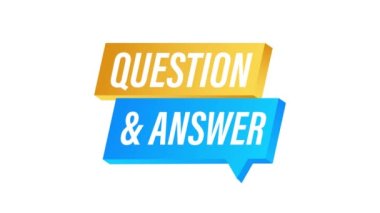 Konuşma baloncuğu sembollü test logosu, anket şovu şarkıları konsepti, sınav düğmesi. Hareket grafikleri.