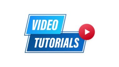 Video dersleri simgesi konsepti. Eğitim ve öğrenim geçmişi, uzak eğitim ve bilgi gelişimi. Video konferansı ve giysi ikonu, internet ve video servisleri. Hareket grafikleri.