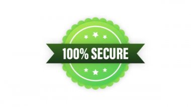 100 güvenli grunge simgesi. Ticaret sitesi rozeti ya da düğmesi. Hareket grafikleri.