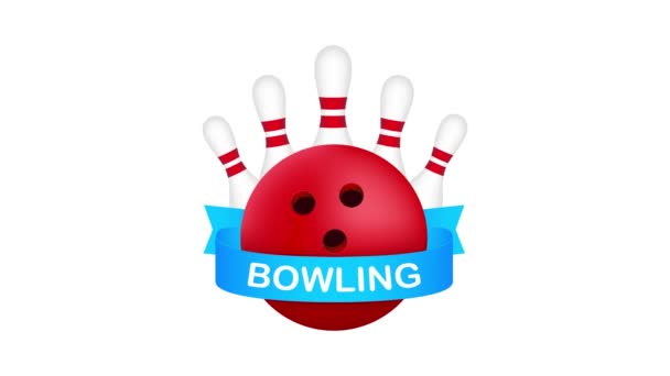 Bowling poster. Bowling spel recreatie concept. Bewegingsgrafiek. — Stockvideo