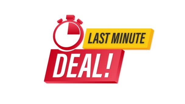 Rood last minute deal knop teken, wekker countdown logo. Bewegingsgrafiek. — Stockvideo