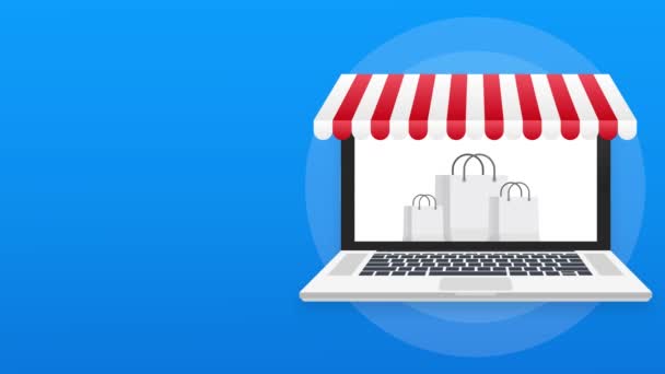 İnternet sitesinde alışveriş sitesi. Çevrimiçi mağaza, alışveriş konsepti. Hareket grafikleri. — Stok video