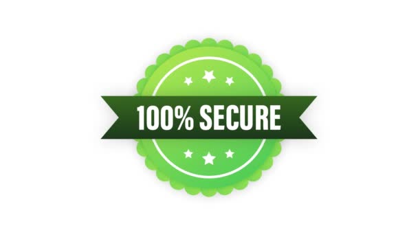 100 Secure Grunge Ikone. Anstecker oder Schaltfläche für die Handelswebseite. Bewegungsgrafik. — Stockvideo