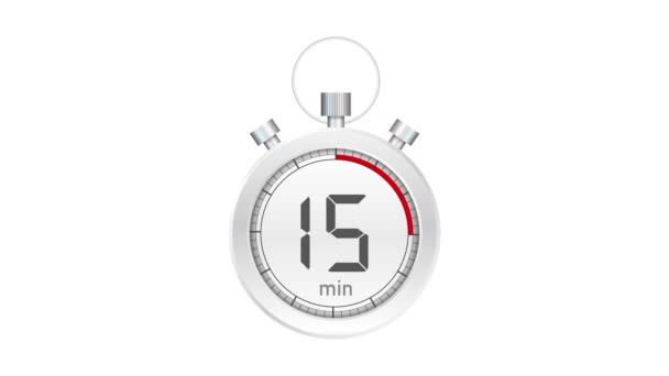 Los 15 minutos, el icono del cronómetro. Icono de cronómetro en estilo plano. Gráficos en movimiento. — Vídeos de Stock