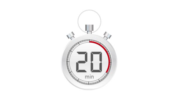Los 20 minutos, el icono del cronómetro. Icono de cronómetro en estilo plano. Gráficos en movimiento. — Vídeos de Stock