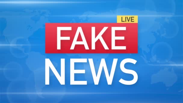 Fake News Live on World Map Background. Grafis gerak. — Stok Video