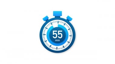 55 dakika, kronometre simgesi. Stopwatch simgesi düz stil. Hareket grafikleri.