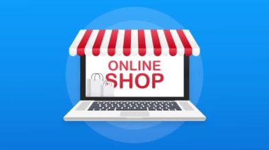 İnternet sitesinde alışveriş sitesi. Çevrimiçi mağaza, alışveriş konsepti. Hareket grafikleri.