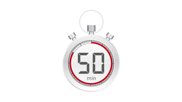 Les 50 minutes, icône du chronomètre. Icône chronomètre en style plat. Graphiques de mouvement. — Video