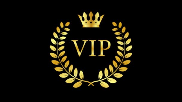 Gold Vip label on black background. Motion graphics. — Stock Video