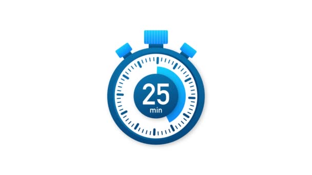 25 dakika, kronometre simgesi. Stopwatch simgesi düz stil. Hareket grafikleri. — Stok video